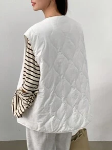 FRIFUL Damen Große Größen Gepolsterter Mantel, Einfarbig, Locker Geschnitten, Warme Jacke - Beige - Übersicht 5