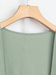 SHEIN LUNE Bộ áo khoác và quần dài tay đơn giản hàng ngày dành cho nữ cỡ lớn màu trơn - màu xanh lá - Xem 3