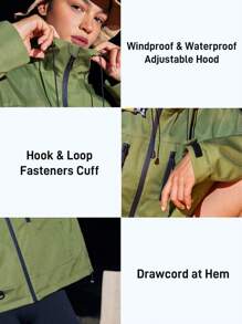 In My Nature Zip Up Hooded Windbreaker Jacket For Dailywear - Army Green - View 3