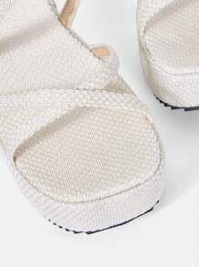 Styleloop Women's Fashion Round Toe Wedge Heel Thick Bottom Sandals - Apricot - View 4