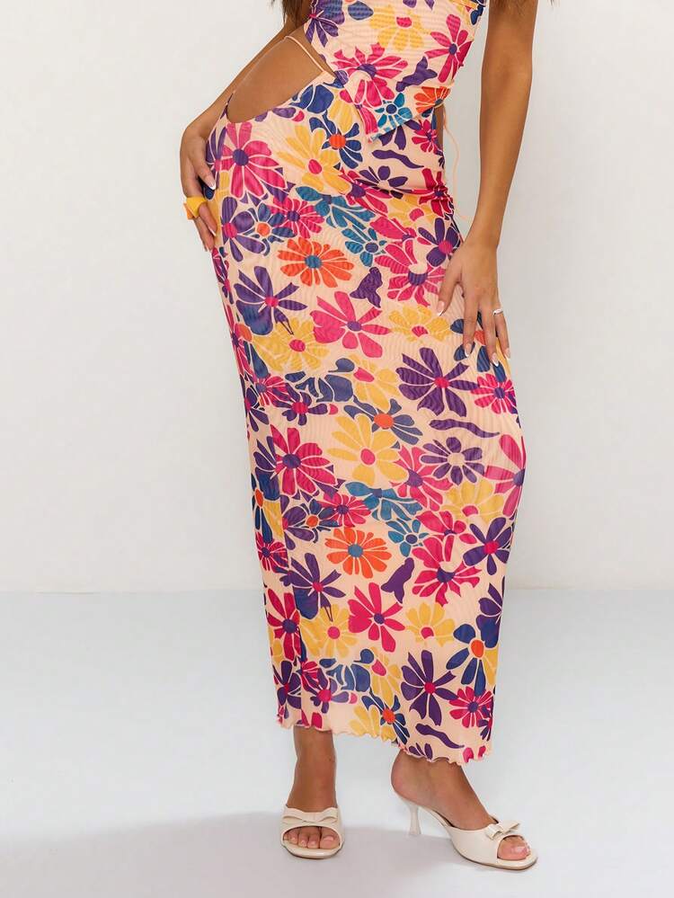 Printed Mesh Skirt Boho Summer Cute Wedding Guest Summer Elegant Chic Vacation Wedding Party