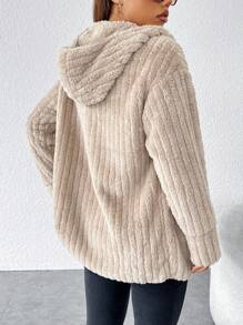 SHEIN PETITE Áo khoác nhung thường dành cho nữ - Lạc đà - Xem 2