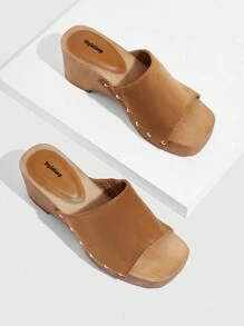 Styleloop Dép đế trượt màu nâu thanh lịch cho giày nữ, đính đá trang trí khâu chi tiết Dép cho kỳ nghỉ hè Giày giảm giá mùa hè - màu nâu - Xem 4