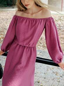 MOTF PREMIUM Vestido con hombros descubiertos y abertura lateral