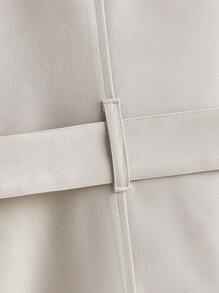 Chillumni Men's Spring And Autumn Casual Solid Color Mid-Length Trench Coat - Khaki - View 4