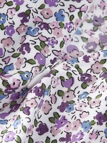 Sweetra 前綁帶領口荷葉邊啤酒節迷你花卉連衣裙