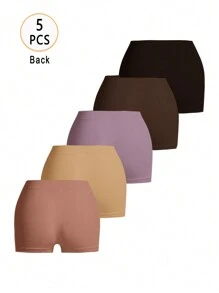 Women's Seamless Knitted Fabric Boyshorts Multicolor Plain Casual Underwear With Slight Stretch Comfort