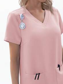 TaskEZ Conjunto de uniforme de enfermera para mujer con coordinación de pantalones y camiseta de manga corta, 2 piezas, para verano - Rosa - Ver 7