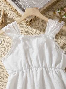 Teen Girls' Summer French Style Hollow Out  Dress - White - View 7