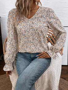 Áo cánh tay dài in hoa ren chắp vá phía sau cho nữ - Nhiều màu - Xem 2