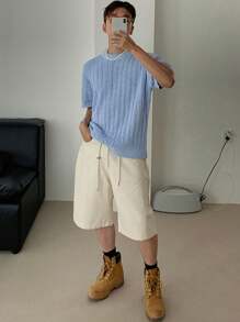 DAZY Men's Summer Solid Knitted Top Back To School - Blue - View 8