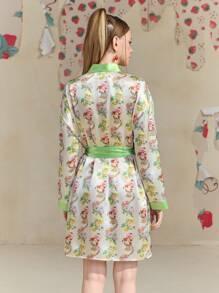 Strawberry Shortcake X SHEIN Women's Cute Cartoon Printed Comfortable Robe - White - View 2