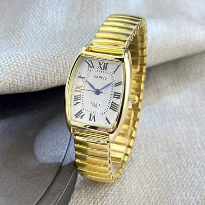 1 Đồng hồ thạch anh dây thun tỷ lệ La Mã cho cặp đôi, Đồng hồ đeo tay co giãn thời trang dành cho nữ, Mặt hàng phổ biến xuyên biên giới