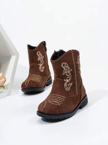 26款春季西部牛仔靴，新款耐穿、保暖、舒适的平底西部牛仔风格婴儿靴 - 棕色 - 查看 4