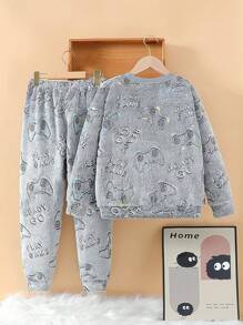 Ältere Jungen Video-Spiel Grafik Fleece Pyjama Set, leuchtet im Dunkeln, Langarm-Oberteil & Hose, Herbst/Winter Homewear