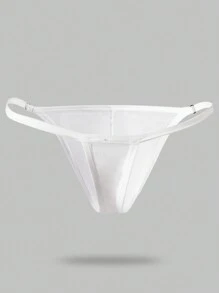 Manfinity Men's Solid Color Sexy See-Through Underwear Thong - White - View 2