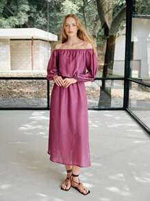 MOTF PREMIUM Vestido con hombros descubiertos y abertura lateral