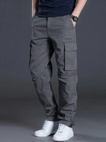 Manfinity Homme Quần lót nam có túi bên hông dành cho trang phục hàng ngày - Màu xám đen - Xem 1