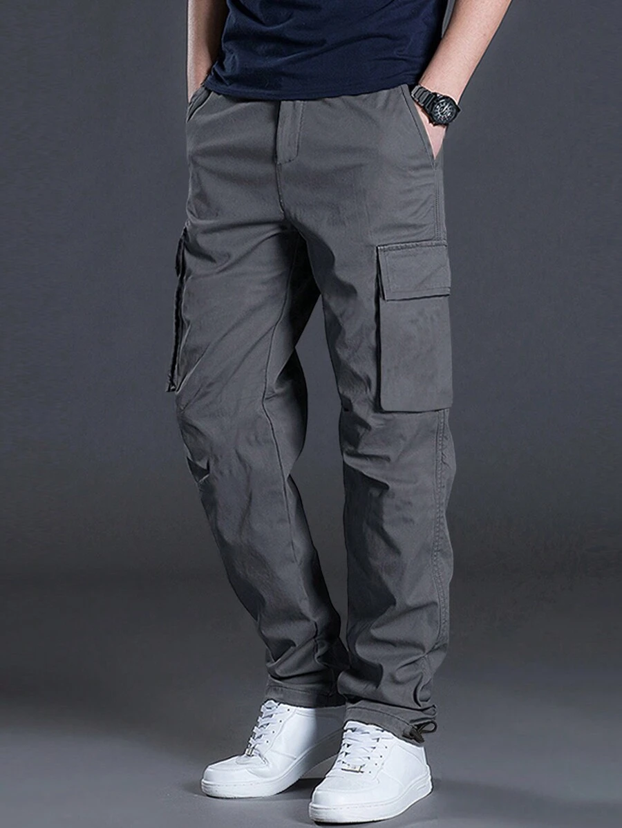 Manfinity Homme Quần lót nam có túi bên hông dành cho trang phục hàng ngày - Màu xám đen - Xem 1