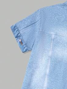 SHEIN Tween Boy Fashionable Shirt And Shorts Set - Blue - View 3