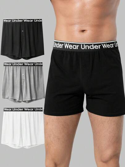 Men's Woven Tape Boxer Shorts Set For Daily Wear (3 Pieces)