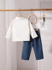 Boys Baby Flap Pocket Shirt & Jeans For Dailywear - Multicolor - View 2