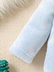 SHEIN 嬰兒男寶寶淺藍色大象造型長袖連帽連身衣