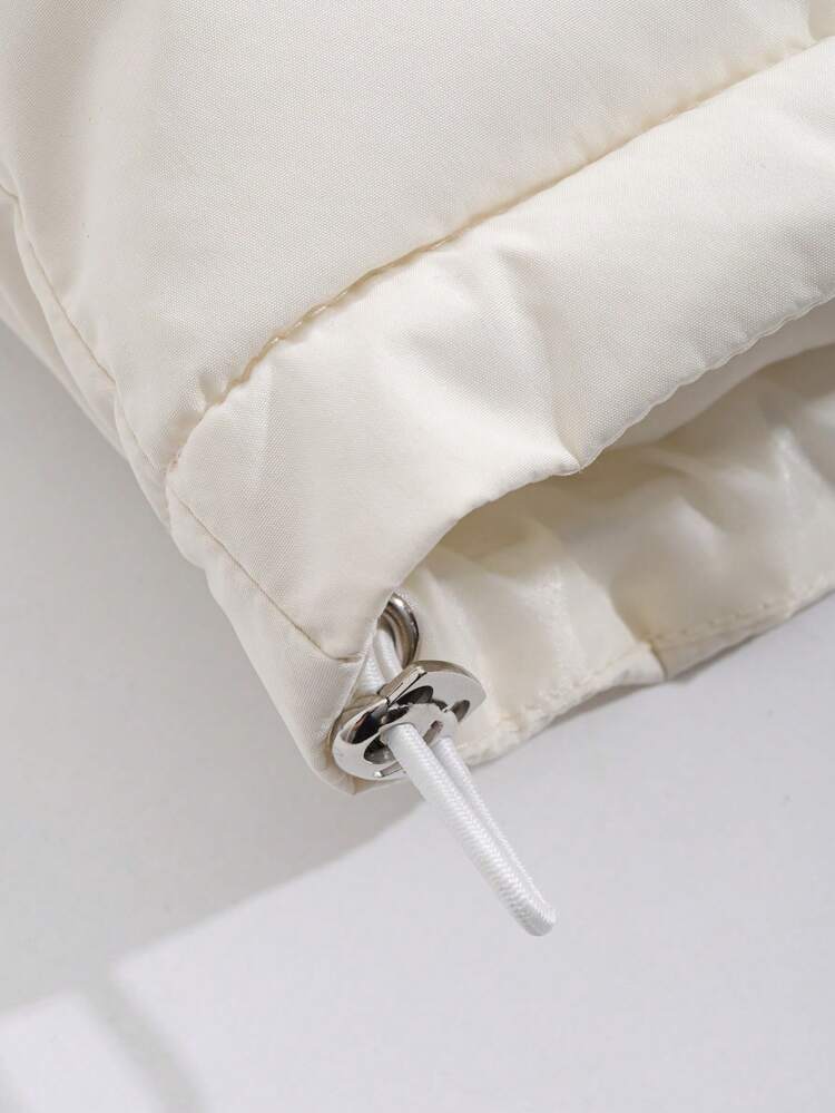 Letter Patched Detail Zipper Vest Padded Coat For Winter ,Winter Women Clothes,Winter Coat Women Jacket Vest