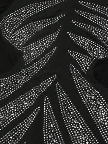 Women's See-Through Patchwork Sequin Bodycon Dress With Elasticity And Back Slit, Party Dress Wedding Guest Dress Prom Dress - Black - View 3