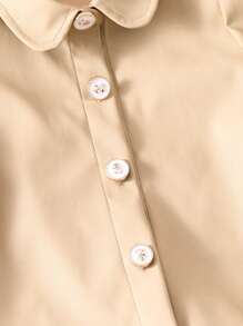 Fashionable And Elegant Leather Khaki Shirt Top For Toddler Girls, Fall/Winter