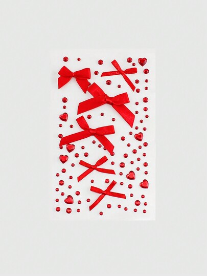 Kawaii 1pc Cute Bowknot Heart Diamond Sparkle And Face Gem Sticker