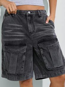WESTFADE Premium Non-Stretch Cotton Denim Cargo Shorts - Grey - View 4