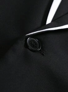 Manfinity Mode Blazer med enkel knapp för män med kontrasttrim - Svart - Visa 3