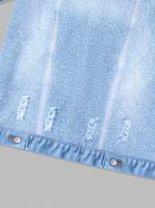 SHEIN Tween Boy Fashionable Shirt And Shorts Set - Blue - View 4