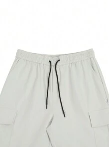 Manfinity Hypemode Men Flap Pocket Side Drawstring Waist Cargo Pants - Beige - View 4