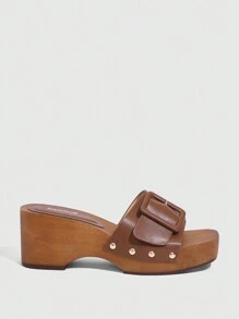 Styleloop Woman Shoes Fashionable Wedge Heeled Thick Sole Sandals For Summer Vacation Shoes Summer Spring Shoes Spring Break Easter - Brown - View 3
