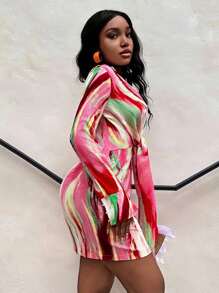 SHEIN SXY 深V領吊帶貼身連身裙，休閒度假風格 - 彩色 - 查看 3