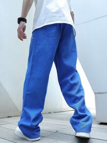 Manfinity Roghcode Loose-Fit Men's Lightning Print Wide-Leg Jeans