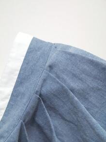 Maija Back To School Vải Oxford màu xanh được cắt xếp nếp theo phong cách Preppy thông thường - Màu xanh lam - Xem 9