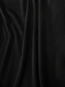 Slaydiva 大尺碼街頭風格黑色細肩帶肋紋打結連身迷你背心連衣裙 - 黑色 - 查看 6