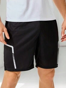 Manfinity Running Boyfriend Style Men's Color Blocking Stripe Printed Simple Daily Sports Shorts School