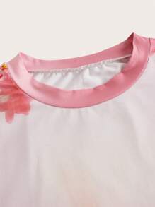 SHEIN ICON Plus Size Floral Printed Bodycon Crop Top With Long Sleeves For Summer Fall Cloth For Women