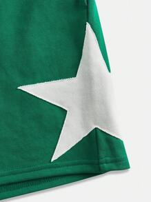 Shorts casuales deportivos para primavera/verano para niñas preadolescentes, tejidos de cintura con estampado de estrellas y bloques de color