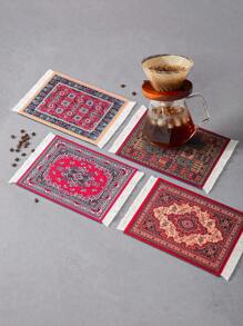 SHEIN 1pc Coffee Mat, Coffee Pad, Coffee Cup Mat, Coffee Coaster, Drink Coaster, Dish Drying Mat, Table Mat, Placemat, Mouse Pad, Non-Slip Heat Resistant Mat, Tassel Carpet Coaster, Table Desk Cup,Table Coaster School Supplies Christmas For Holiday Gift Giving - Red - View 1