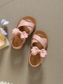 Girls' Lovely Flat Sandals With Bowknot And Soft Sole For Summer - Pink - View 3