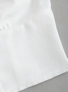 Sweetra Camisa de mujer brillante de verano con empalme de encaje, cuello en V y teñido anudado