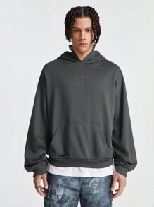 Manfinity VCAY Herren Loose Fit gestrickter einfarbiger modischer Langarm Arbeits-Kapuzenpullover, für Freunde, für Herbst und Winter