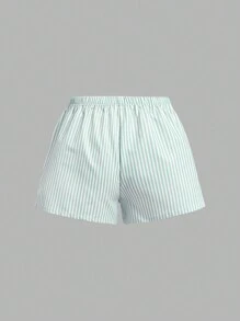 SHEIN EZwear Shorts casuales de verano con rayas de moda para mujeres