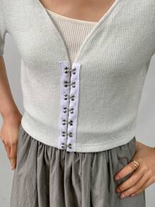 FRIFUL 女性夏季前扣短袖休閒T恤