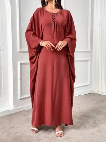 Al Najma 女士土耳其阿巴亚阿拉伯传统长袍、卡夫坦连衣裙 - 粉色 - 查看 4
